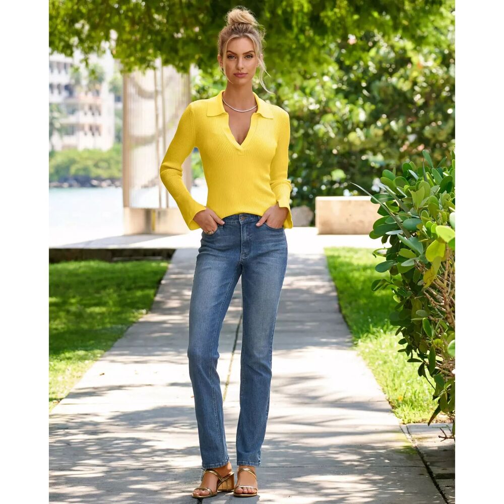Boston Proper Newport High-Rise Slim Straight-Leg Light Wash Casual Jean Sz 10